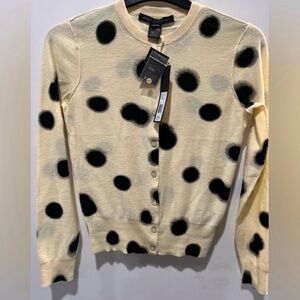 Marc By Marc Jacobs Cream Cardigan with Black Polka Dots